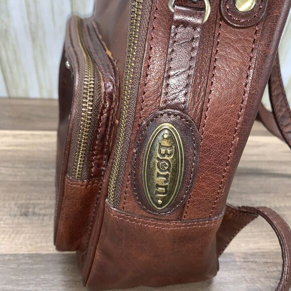 Born Metro Backpack Brown Leather Metal Studs Top Handle main image 5
